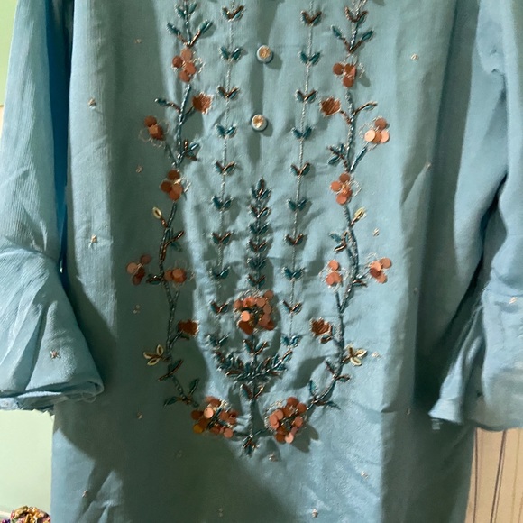 Autumn lane full kurta set ! With flare pants Duptta and hand work - Picture 8 of 13